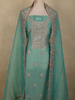 Sea Green Paisley Sequins Embroidered Design Tissue Silk Unstitched Salwar Material with Dupatta