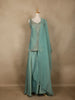 Sea Green Sequin Embroidery Design Silk Palazzo Suit