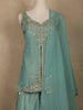 Sea Green Sequin Embroidery Design Silk Palazzo Suit