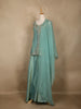 Sea Green Sequin Embroidery Design Silk Palazzo Suit