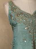 Sea Green Sequin Embroidery Design Silk Palazzo Suit