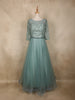 Sea Green Sequins Embellished Design Net Gown