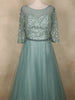 Sea Green Sequins Embellished Design Net Gown