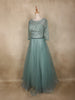 Sea Green Sequins Embellished Design Net Gown