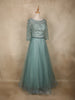Sea Green Sequins Embellished Design Net Gown