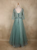 Sea Green Sequins Embellished Design Net Gown