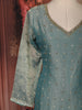 Sea Green Stone and Beads Embellished Tissue Organza Salwar Suit
