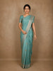 Sea Green Striped Butta Design Semi Banarasi Saree