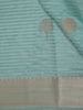 Sea Green Striped Butta Design Semi Banarasi Saree