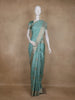 Sea Green Striped Butta Design Semi Banarasi Saree