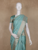 Sea Green Striped Butta Design Semi Banarasi Saree