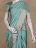 Sea Green Striped Butta Design Semi Banarasi Saree