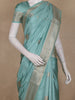Sea Green Striped Butta Design Semi Banarasi Saree