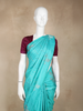 Sea Green Stripes Butta Woven Pure Kanchipuram Silk Saree