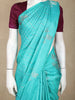 Sea Green Stripes Butta Woven Pure Kanchipuram Silk Saree