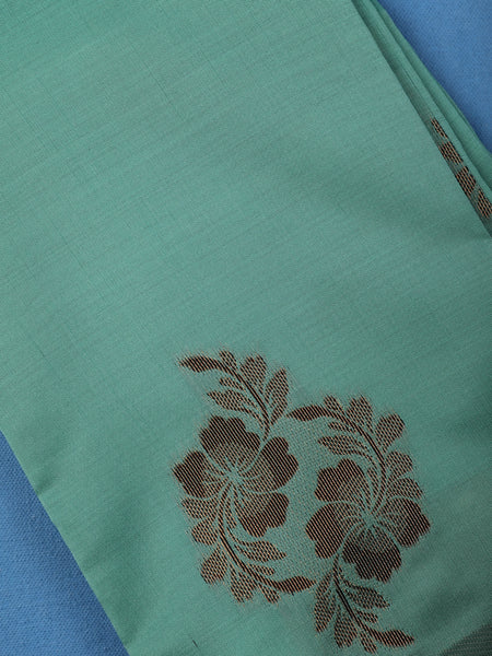 Sea Green Floral Printed Soft Silk Saree - Diadem