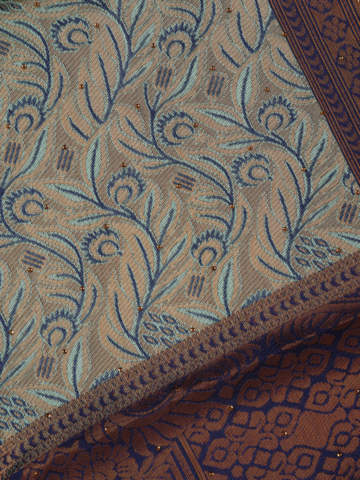 Sea Green Floral Design Tissue Silk Saree - Diadem