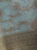 Sea Green Floral Design Woven Tissue Silk Saree - Diadem