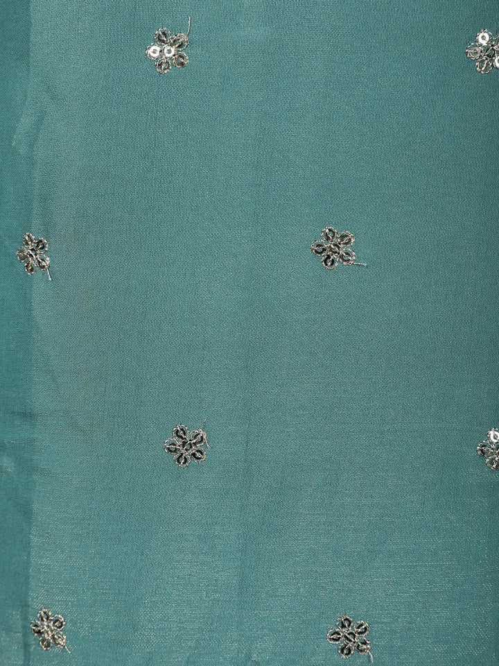 Sea Green Floral Design Emroidery Silk Salwar Suit - Diadem