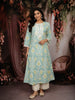 Sea Green Ikat Printed Cotton Salwar Suit