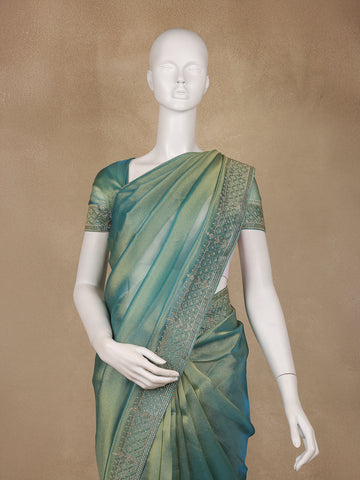 Sea green Solid Design Georgette Saree - Diadem