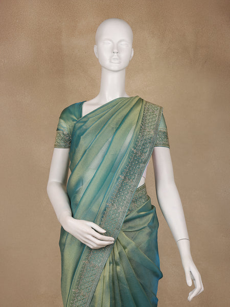 Sea green Solid Design Georgette Saree - Diadem