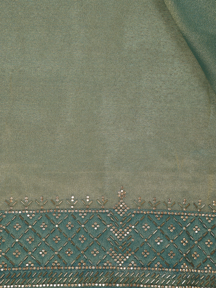 Sea green Solid Design Georgette Saree - Diadem