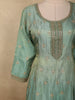 Seafoam Aqua Green Floral Sequins and Zari Embroidered Designed Tissue Silk Anarkali Gown
