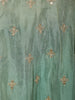Seafoam Aqua Green Floral Sequins and Zari Embroidered Designed Tissue Silk Anarkali Gown