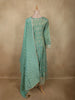 Seafoam Aqua Green Floral Sequins and Zari Embroidered Designed Tissue Silk Anarkali Gown