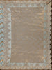 Seafoam Blue Zigzag Designed Satin Saree With Scalloped Embroidered Border - Diadem