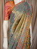 Seafoam Blue and Gold Floral Zari Woven Design Pure Kanchipuram Silk Saree with Birds Motif Border
