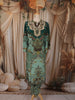 Seafoam Green Floral Vintage Printed Design Crepe Straight Cut Salwar Suit
