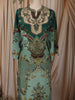 Seafoam Green Floral Vintage Printed Design Crepe Straight Cut Salwar Suit