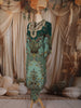 Seafoam Green Floral Vintage Printed Design Crepe Straight Cut Salwar Suit