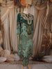 Seafoam Green Floral Vintage Printed Design Crepe Straight Cut Salwar Suit