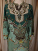 Seafoam Green Floral Vintage Printed Design Crepe Straight Cut Salwar Suit