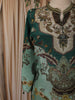 Seafoam Green Floral Vintage Printed Design Crepe Straight Cut Salwar Suit