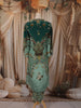 Seafoam Green Floral Vintage Printed Design Crepe Straight Cut Salwar Suit