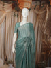 Seafoam Green Vertical Striped Beads Embroidered Design Pure Tissue Silk Party Wear Saree with Designer  Border