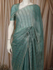 Seafoam Green Vertical Striped Beads Embroidered Design Pure Tissue Silk Party Wear Saree with Designer  Border