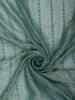 Seafoam Green Vertical Striped Beads Embroidered Design Pure Tissue Silk Party Wear Saree with Designer  Border