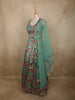 Seafoam Mint Green Floral Thread and Sequins Embroidered Design Organza Lehenga with Dupatta