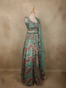 Seafoam Mint Green Floral Thread and Sequins Embroidered Design Organza Lehenga with Dupatta