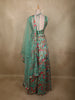 Seafoam Mint Green Floral Thread and Sequins Embroidered Design Organza Lehenga with Dupatta