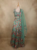 Seafoam Mint Green Floral Thread and Sequins Embroidered Design Organza Lehenga with Dupatta
