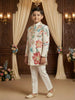 Cream Georgette Floral Embroidery Sherwani And Pant Set