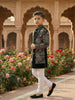 Black Floral Embroidery Satin Sherwani And Pant Set