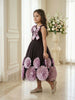 Dark Purple Glitter Net Gown Adorned with 3D Flowers