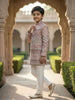 Pink Floral Sequins Embroidered Kids Semi Silk Sherwani Set